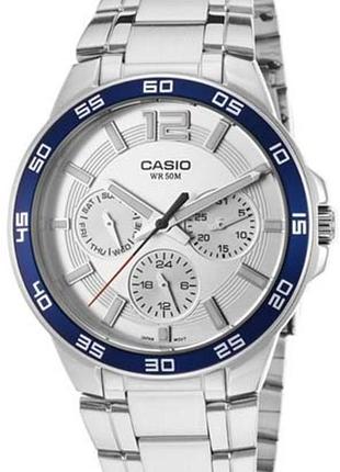 Мужские часы casio timeless collection mtp-1300d-7a2 стальной корпус серебристый циферблат