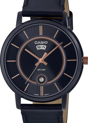 Годинник чоловічий casio timeless collection mtp-b120bl-1a сталевий корпус чорний циферблат