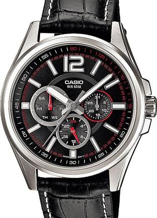 Годинник чоловічий casio timeless collection mtp-1355l-1a сталевий корпус чорний циферблат