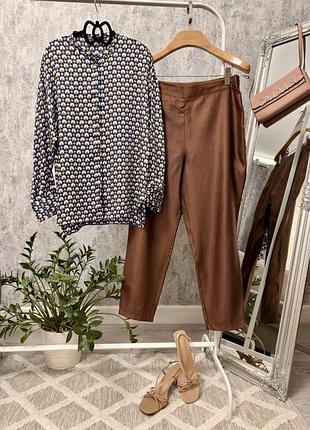 Готовий трендовий костюм комплект: блуза zara та легкі брюки з переливом tu в ідеальному стані розмір xl