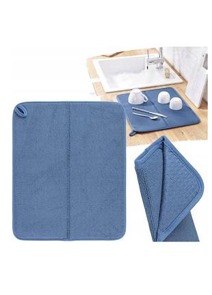 Коврик для сушки посуды 36×44 см синий livarno home