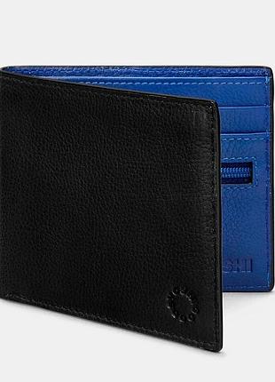 Чоловічий шкіряний гаманець yoshi y2378 (black/blue)