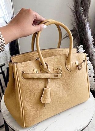 Бежевая сумка hermes birkin 30 см, сумка гермес, сумка ерме, офисна сумка, сумка на роботу