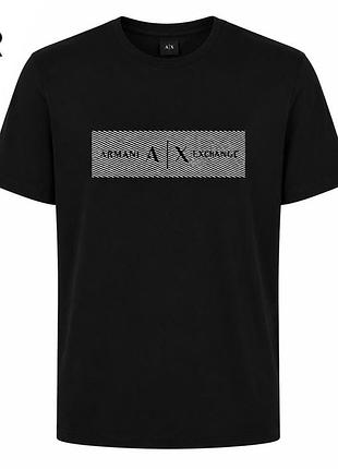 Мужская футболка armani exchange a| x черная с фирменным графическим логотипом, premium casual, короткий рукав, regular fit
