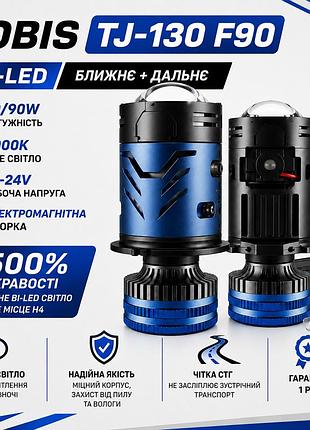 Bi-led мини-линзы h4 sanvi g2 f90 yobis — линзованный свет 6000k, стг, 70/90w, 18 000lm, 12–24v, +500% яркости