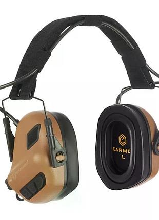 Навушники захисні активні earmor m31plus-cb, nrr 22 дб, клас ipx5, швидкість реакції 1 мс, живлення 2×aaa, coyote brown
