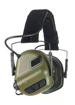 Активні навушники earmor m31 plus-fg, nrr 22 дб, ipx5, швидкість реакції 1 мс, живлення 2×aaa, колір olive