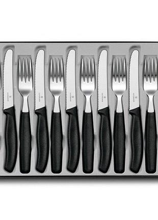 Набор столовых приборов victorinox swissclassic, 6 ножей + 6 вилок, черные ручки
