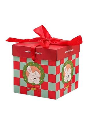 Коробка новорічна картонна "merry christmas" stenson ww02721 подарункова 10х10см червоний