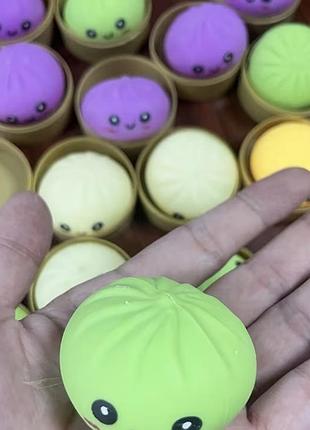 Сквиши антистресс «бао» в контейнере, пельмень мягкая игрушка squishy, игрушка для снятия стресса