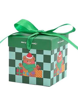 Коробка новорічна картонна "merry christmas" stenson ww02721 подарункова 10х10см зелений