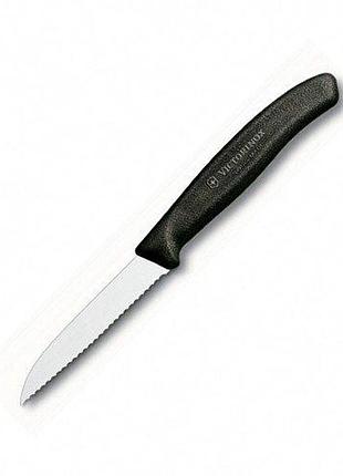 Кухонный нож victorinox 194 мм, серейторный, swissclassic paring, черный, модель vx67433