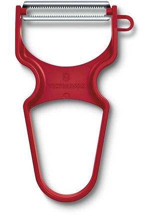 Овощечистка victorinox rapid, двухлезовая, металлический дизайн, красный цвет, vx60933.1