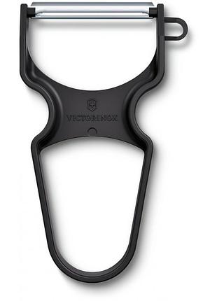 Кухонная овощечистка victorinox rapid черная, однолезвийная, модель vx60930.3