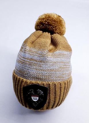 Зимняя шапка эмблема alex d766 46-50см(р) коричневый