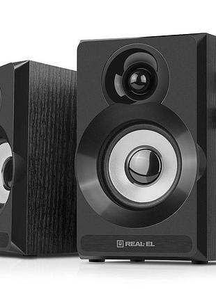 Акустическая система real-el s-217 2.0, 12 вт, подключение через mini-jack 3.5 мм, черный корпус (el121200013)