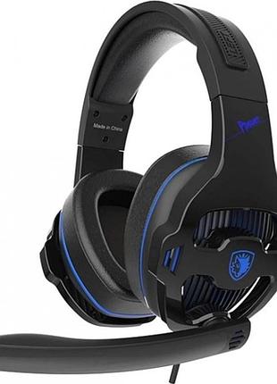 Проводная гарнитура sades sa-726 ppower, разъем mini-jack 3.5 мм, черный/синий (sa726blj)