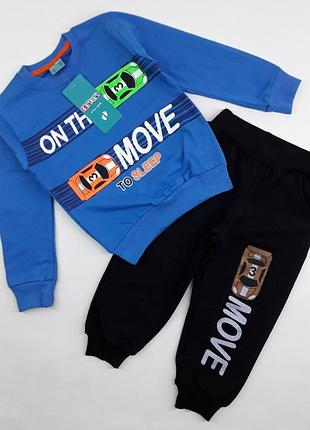 Костюм дитячий (світшот+штани) kids wear 3692 98см(р) блакитний з чорним