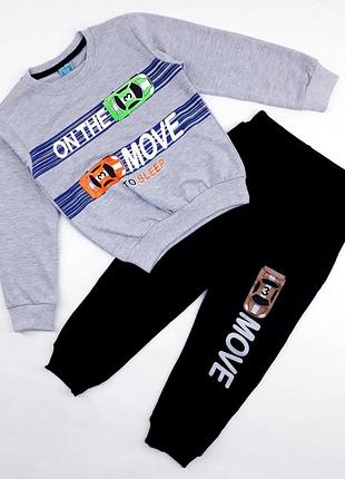 Костюм детский (свитшот + штаны) kids wear 3692 98см(р) серый с черным