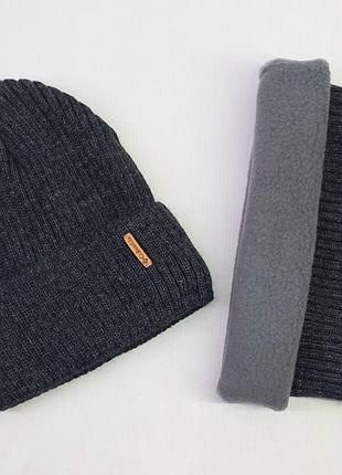 Зимняя шапка со снудом kraft 3860к 52-54см(р) графитовая