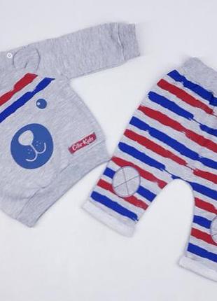 Костюм детский (свитшот + штаны) kids wear 04044 80см(р) серый с бакитным