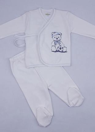 Комплект (распашонка+ползуны) bebessi 1342 50см(р) молочный с голубым