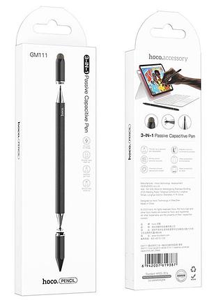 Стилус hoco gm111 cool dynamic series 3in1 passive universal capacitive pen black