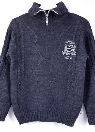Светр в'язаний дитячий kids klub 8403 116см (р) т.сірий