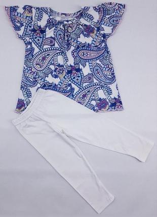 Костюм (футболка + солосины) для девочки пеппи 0735 86см(р) молочный с голубым