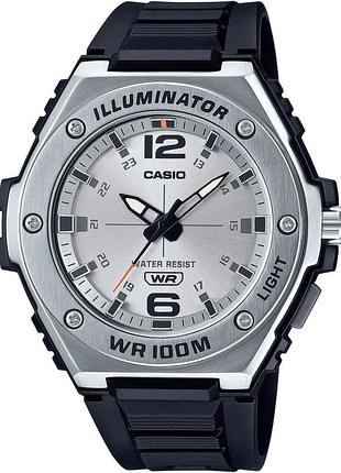 Мужские часы casio timeless collection mwa-100h-7a водозащита 100 м с подсветкой серебристый циферблат