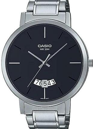 Мужские часы casio timeless collection mtp-b100d-1e стальной корпус чёрный циферблат