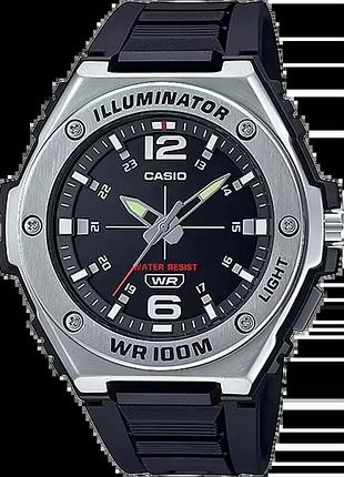 Мужские часы casio timeless collection mwa-100h-1a водозащита 100 м с подсветкой чёрный циферблат