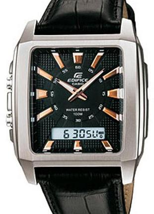 Годинник чоловічий casio edifice efa-130l-1a сталевий корпус водозахист 100 м чорний циферблат