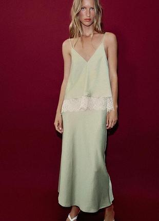 Женское платье миди в бельевом стиле zara