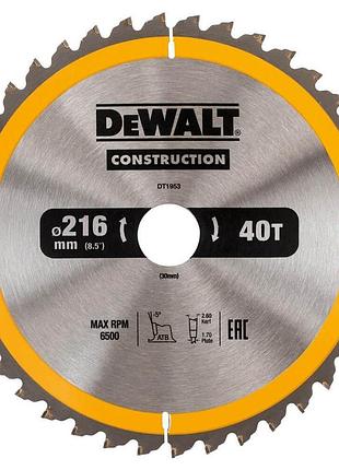 Диск пильный 216 х 30 (40т) dewalt dt1953