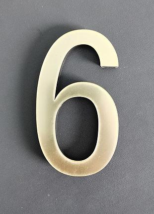 Дзеркальні пластикові цифри золоті шість 20 см висоти наклейки 6