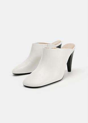 Шкіряні мюлі на підборах zara