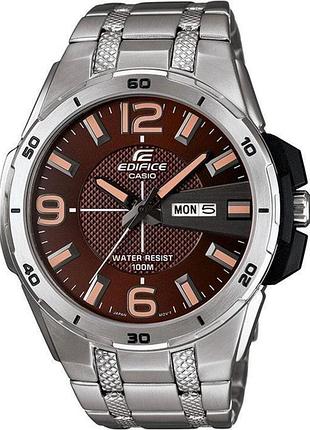 Мужские часы casio edifice efr-104d-5a стальной корпус водозащита 100 м коричневый циферблат