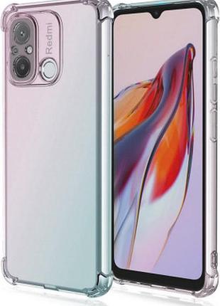Прозрачный чехол для xiaomi redmi 12c ударопрочный силиконовый с усиленными углами и защитой камер бампер редми 12с