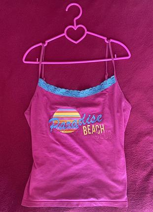 Рожева жіноча майка y2k, 2000х, bimbo (бимбо), tropical. пляжна, літо, піжама