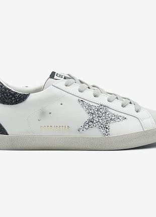 Белые кроссовки унисекс golden goose glitter star silver х голден гус 38
