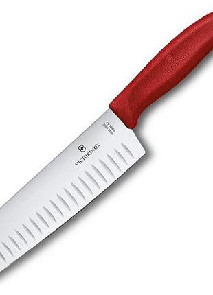 Ніж santoku victorinox swissclassic, 17 см, червоного кольору, vx68521.17b для швидкого нарізання