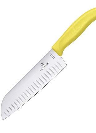 Ніж кухонний victorinox swissclassic santoku, 373 мм, жовтий, артикул vx68526.17l8b