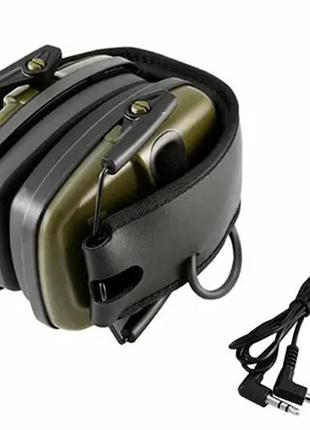 Тактические наушники с шумопоглощением nrr 22 дб, цвет olive green