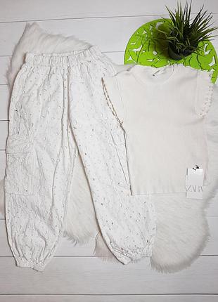 Комплект zara джогери з прошви і футболка в рубчик