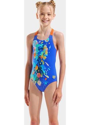 Купальник для девочек arena painting swimsuit v back синий, оранжевый 128 см (010744-830) 010744-830 140 см
