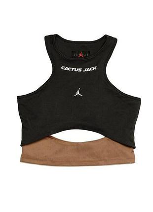 Футболка жіночий топ jordan x travis scott cactus jack women's tank top dark smoke grey dx6172-070