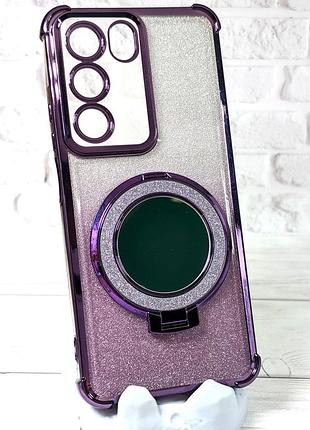 Чехол luxury case для realme c71 (rmx5303) бампер с кольцом блестящий фиолетовый