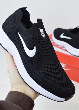 Nike black white чоловічі мокасини‑кросівки чорні з білим розмір 44/28,5см