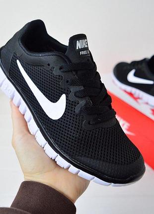 Nike free run 3.0 black white жіночі кросівки чорні з білим розмір 38/24см
